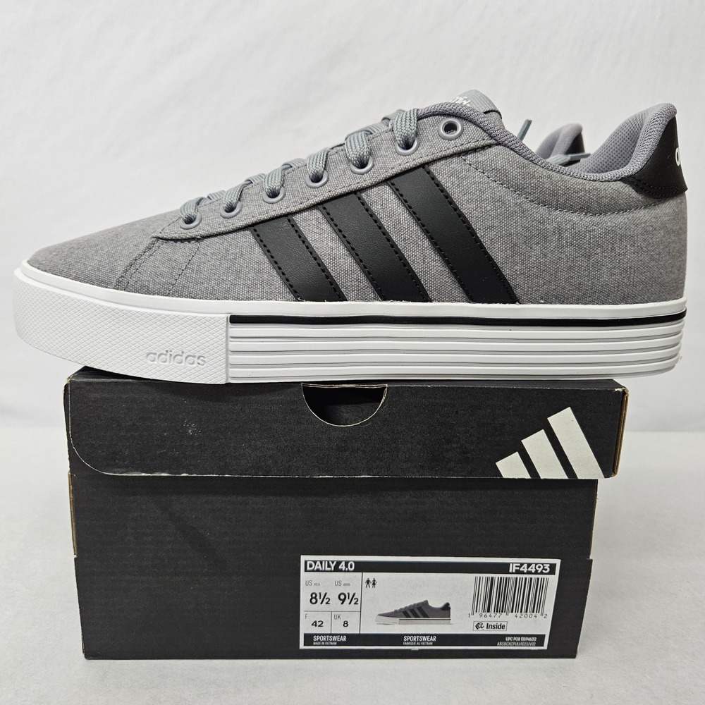 Adidas Daily 4.0 Athletic‎ Shoes IF4493 Grey Black White Men's Size 8.5